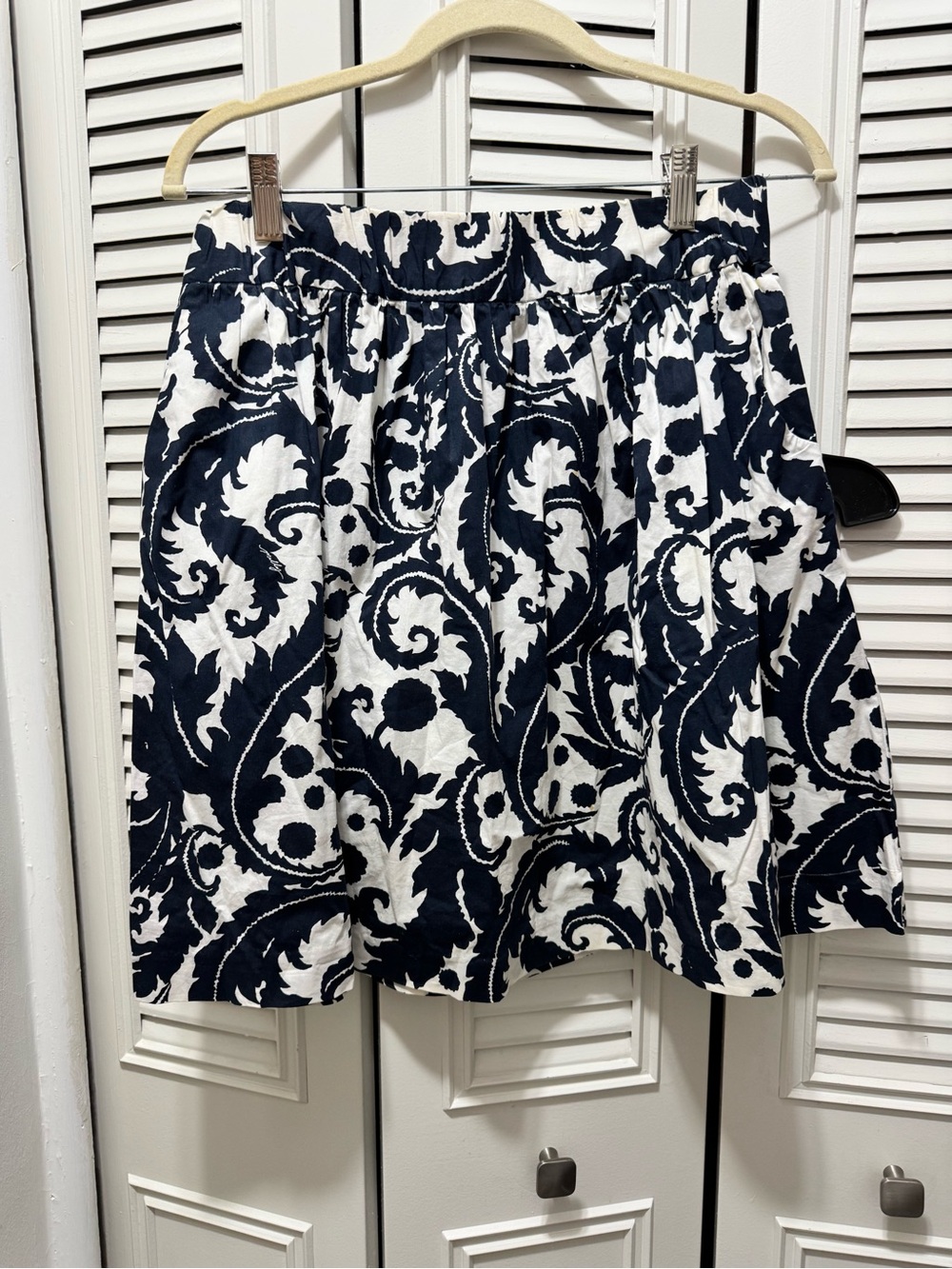 Banana Republic and Milly Navy and White Printed Skater Skirt